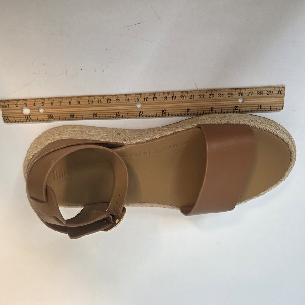FitFlop F-Mode Womens Espadrille Sandals Sz 9 Deep Tan Leather Ankle Strap - Picture 8 of 16